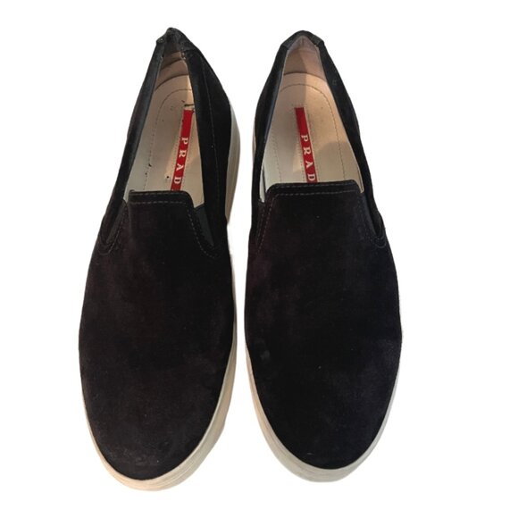 Prada Sport Black Suede Slip on Loafers Size 40 (US Size 9) - Picture 2 of 11